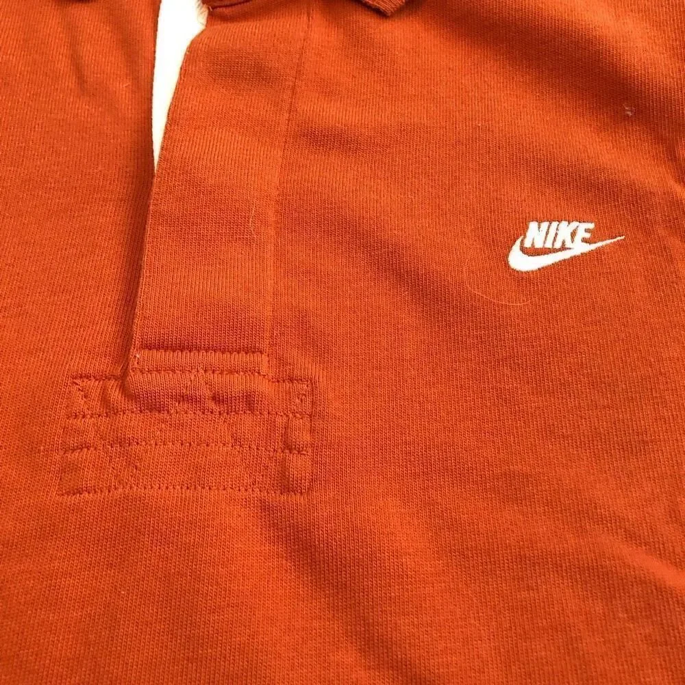 Nike Mens Rugby Polo L Short Sleeve Texas Orange Sport Casual Business Collared